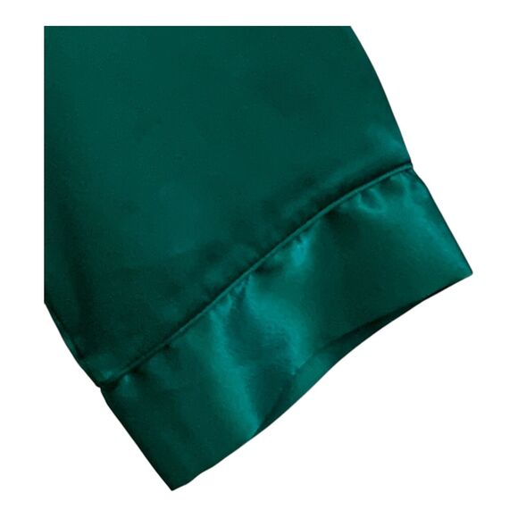 Delicates Pajama Set Womens LARGE Green Satin Long Sleeve Elastic Waist PJs - Picture 7 of 16